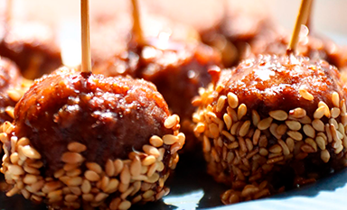 Bouchées de boulettes sauce teriyaki