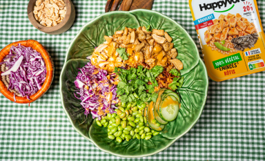 Salade riz crispy aux émincés rôtis