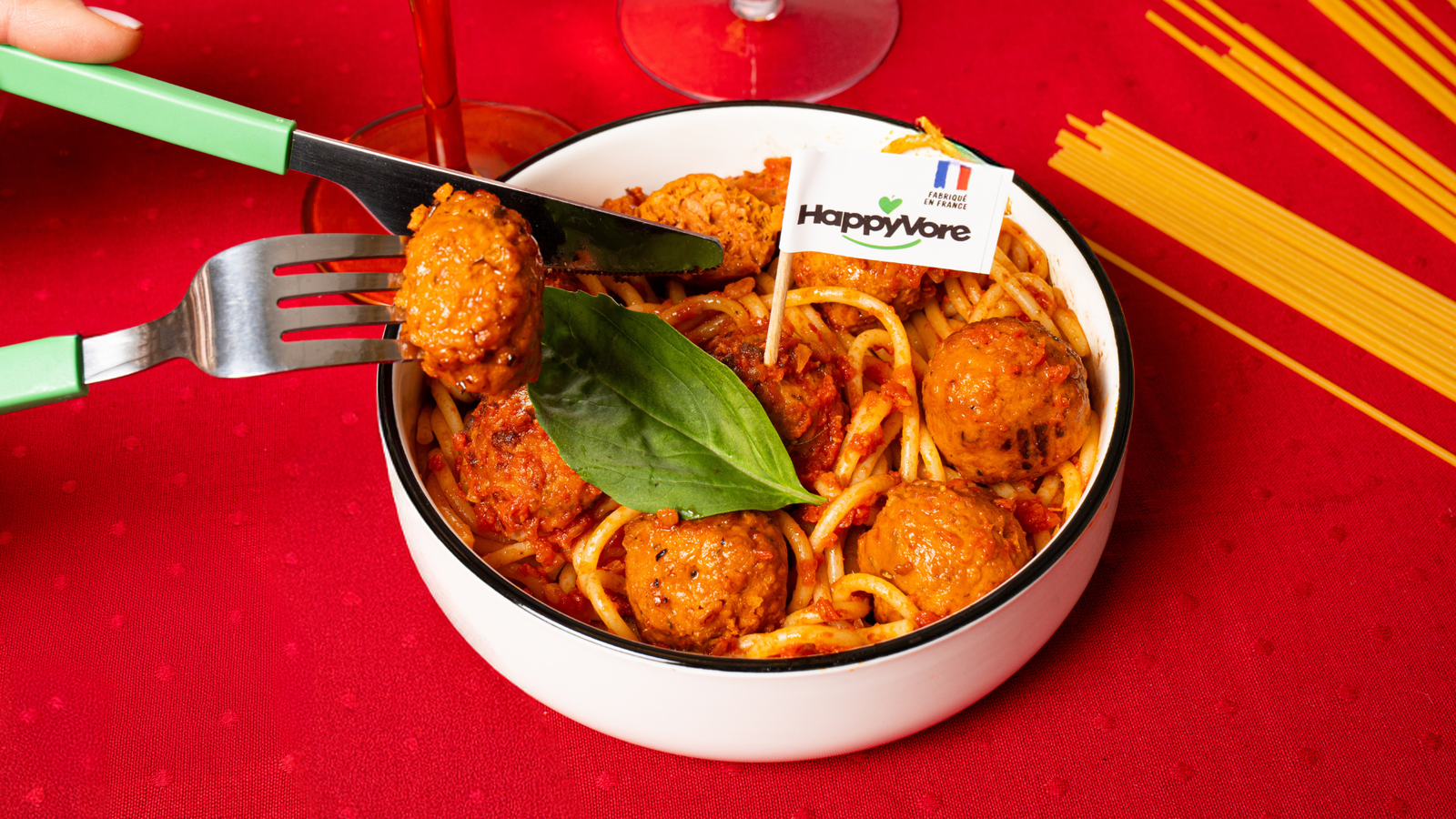 Spaghettis boulettes végétales - version spicy