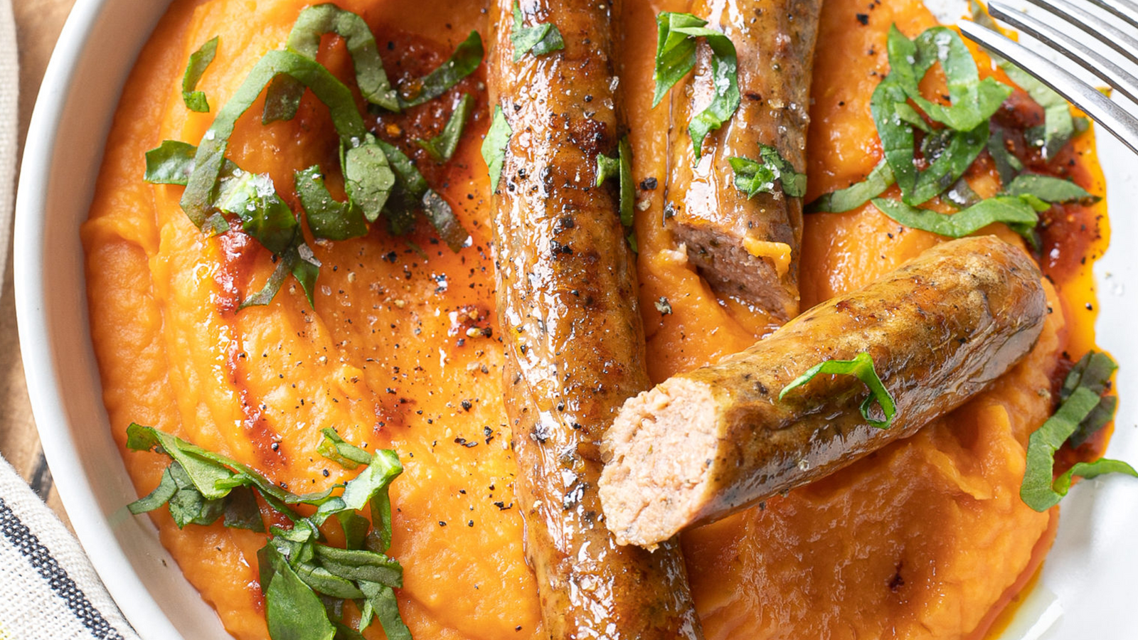 Chipos et purée de patates douces